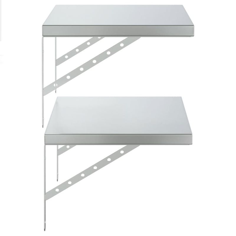 Casa si Gradina - Mobilier - Biblioteci si rafturi - Rafturi - Rafturi de perete, 2 buc., 50x40 cm, argintiu otel inoxidabil - Infinity.ro