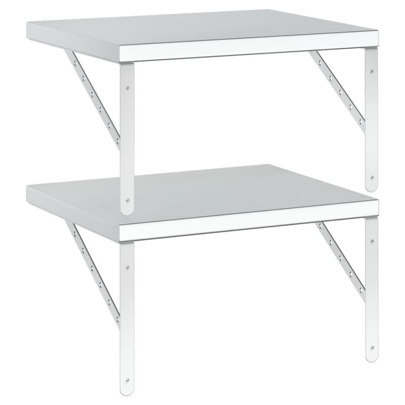 Casa si Gradina - Mobilier - Biblioteci si rafturi - Rafturi - Rafturi de perete, 2 buc., 50x40 cm, argintiu otel inoxidabil - Infinity.ro