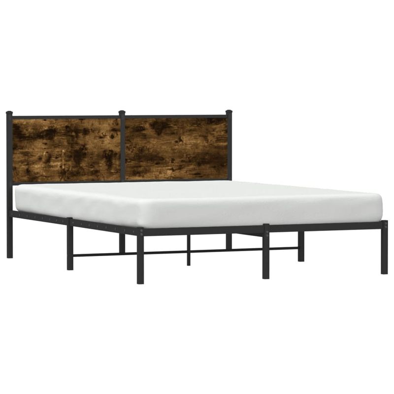 Casa si Gradina - Mobilier - Paturi si accesorii - Paturi - Cadru pat metalic cu tablie, stejar fumuriu, 140x200 cm - Infinity.ro