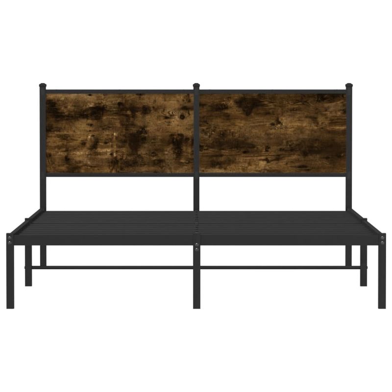 Casa si Gradina - Mobilier - Paturi si accesorii - Paturi - Cadru pat metalic cu tablie, stejar fumuriu, 140x200 cm - Infinity.ro