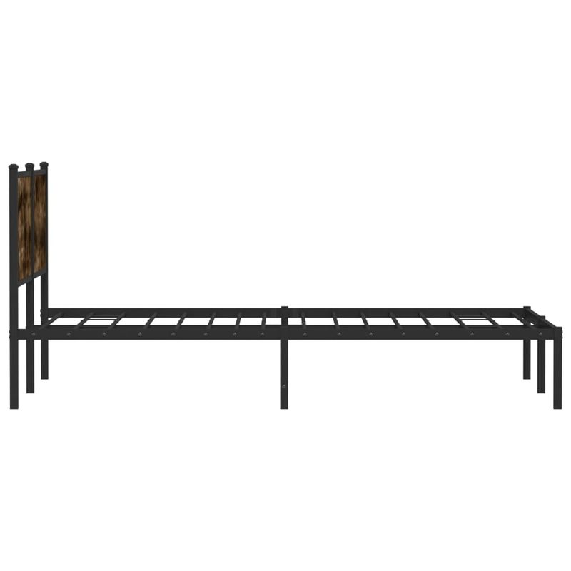 Casa si Gradina - Mobilier - Paturi si accesorii - Paturi - Cadru pat metalic cu tablie, stejar fumuriu, 140x200 cm - Infinity.ro
