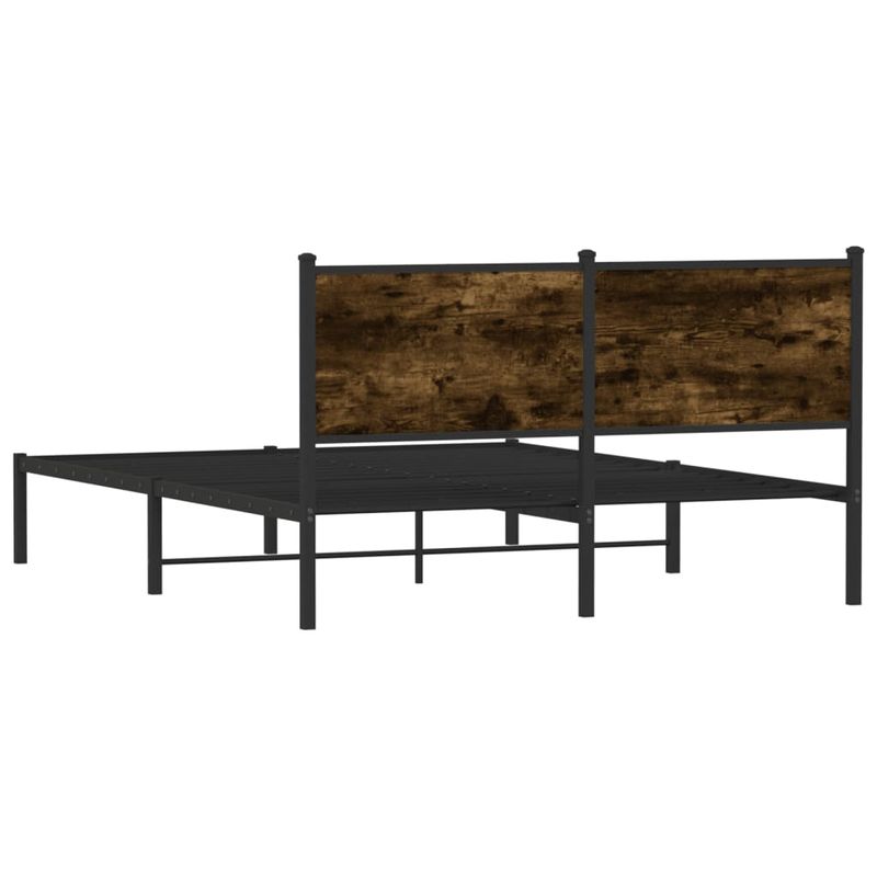 Casa si Gradina - Mobilier - Paturi si accesorii - Paturi - Cadru pat metalic cu tablie, stejar fumuriu, 140x200 cm - Infinity.ro