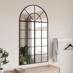 Casa si Gradina - Decoratiuni - Oglinzi - Oglinda de perete, negru, 80x140 cm, arcuita, fier - Infinity.ro