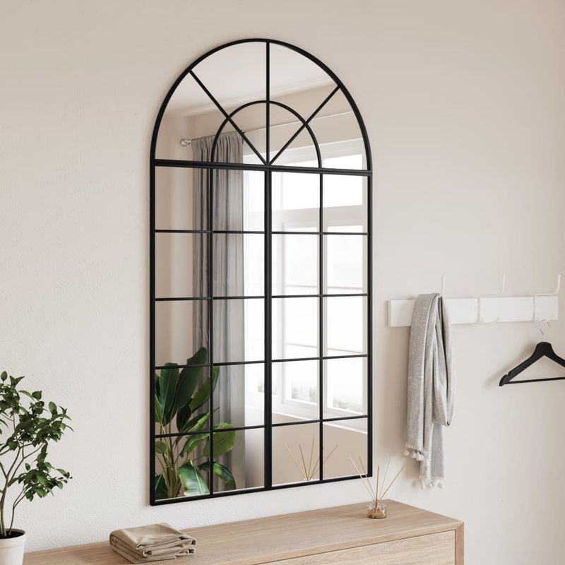 Casa si Gradina - Decoratiuni - Oglinzi - Oglinda de perete, negru, 80x140 cm, arcuita, fier - Infinity.ro