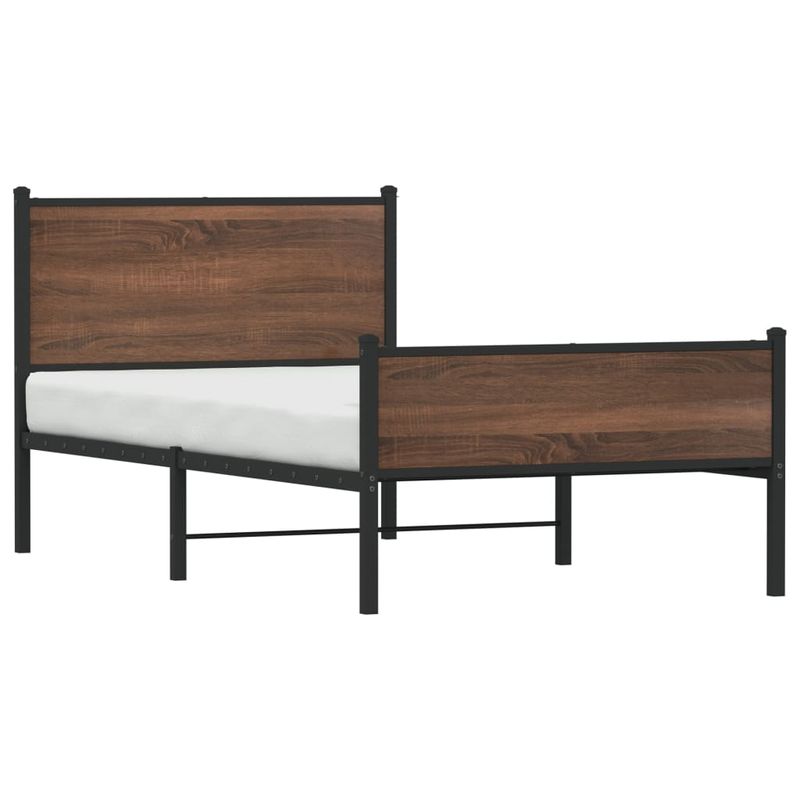 Casa si Gradina - Mobilier - Paturi si accesorii - Paturi - Cadru pat metalic tablie cap/picioare, stejar maro 100x190cm, model cu tăblie de cap și tăblie de picioare înaltă - Infinity.ro