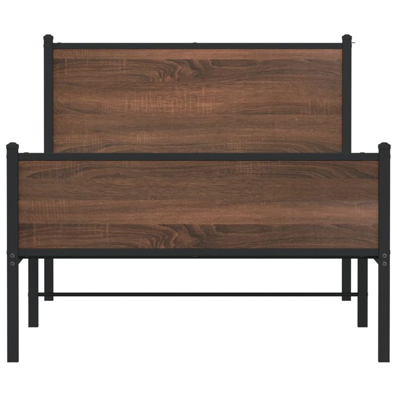 Casa si Gradina - Mobilier - Paturi si accesorii - Paturi - Cadru pat metalic tablie cap/picioare, stejar maro 100x190cm, model cu tăblie de cap și tăblie de picioare înaltă - Infinity.ro
