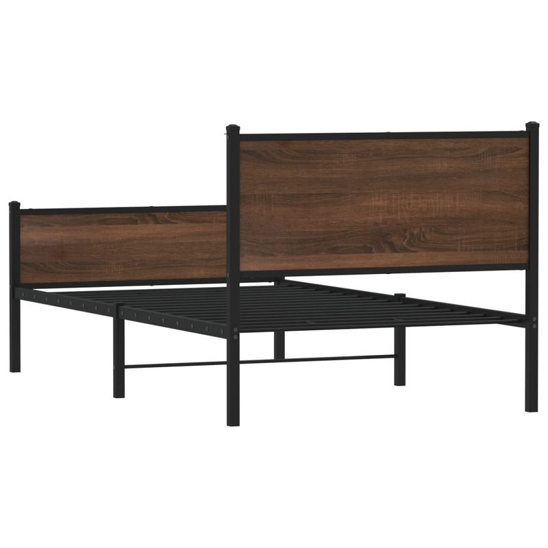 Casa si Gradina - Mobilier - Paturi si accesorii - Paturi - Cadru pat metalic tablie cap/picioare, stejar maro 100x190cm, model cu tăblie de cap și tăblie de picioare înaltă - Infinity.ro