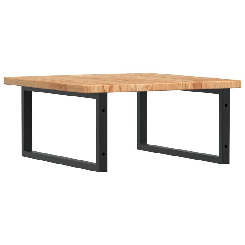 Casa si Gradina - Mobilier - Biblioteci si rafturi - Rafturi - Raft pentru lavoar montat pe perete, otel și lemn masiv stejar, maro deschis și negru, mărime 60x60x2.5 cm, model dreptunghiular - Infinity.ro