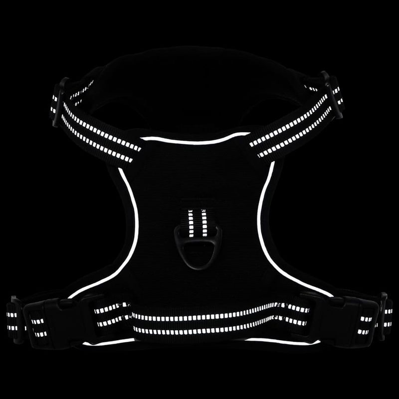 Petshop - Accesorii petshop - Zgarzi, lese si hamuri - Hamuri - Ham pentru caini cu dungi reflectorizante reglabil, negru, XL - Infinity.ro
