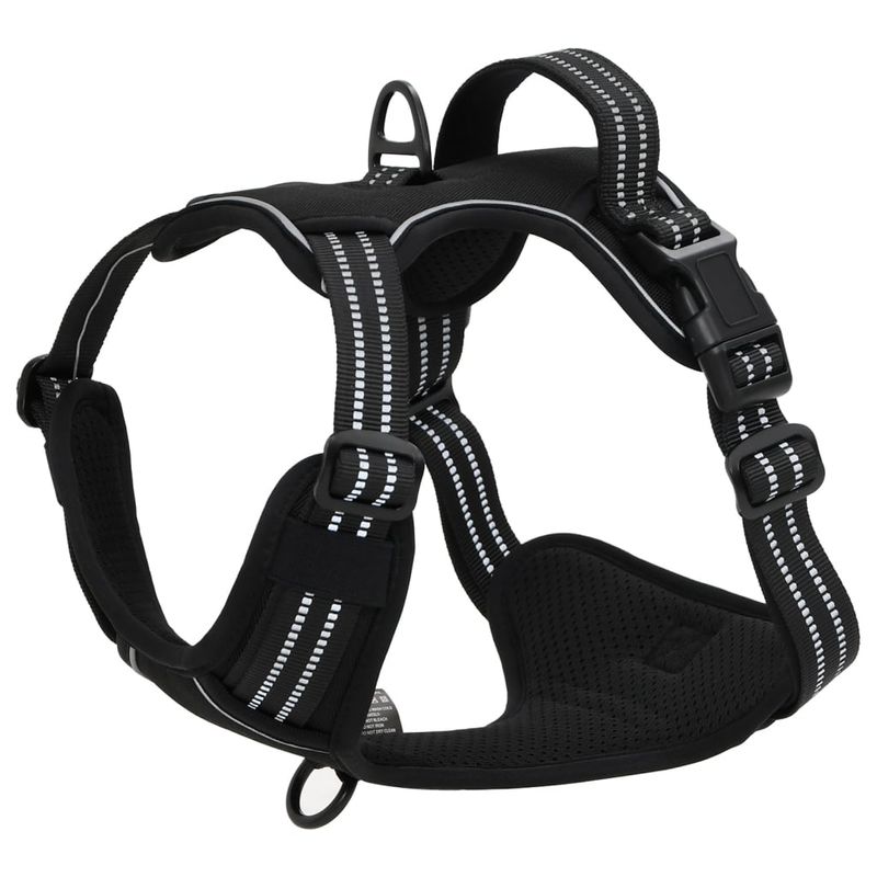 Petshop - Accesorii petshop - Zgarzi, lese si hamuri - Hamuri - Ham pentru caini cu dungi reflectorizante reglabil, negru, XL - Infinity.ro