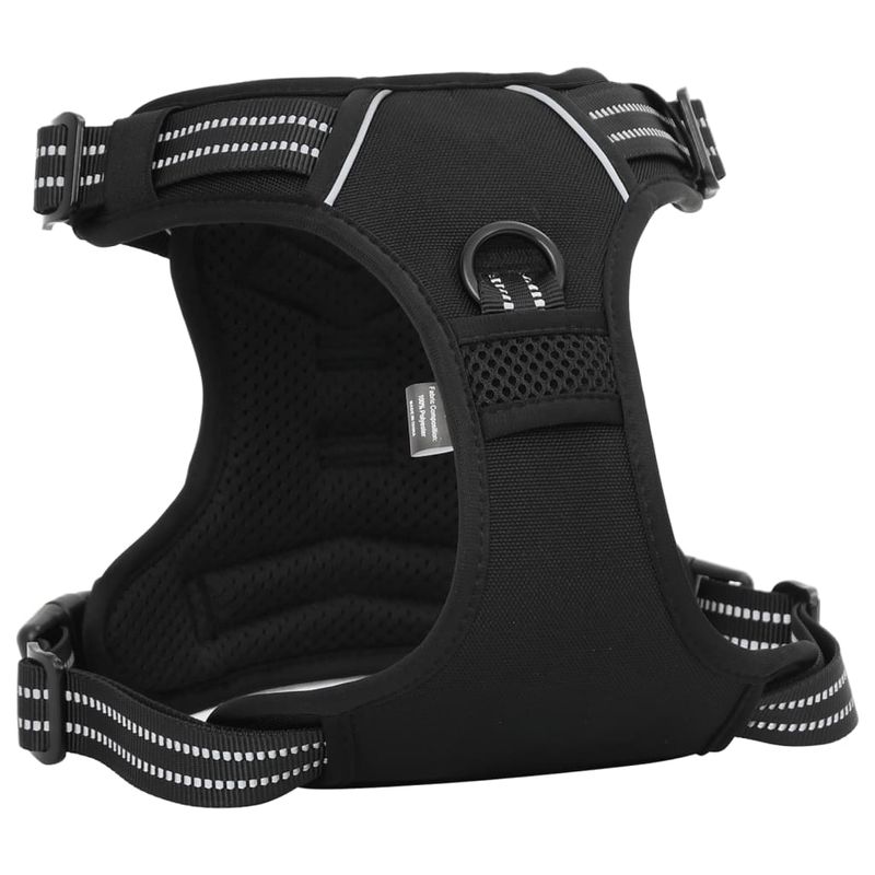 Petshop - Accesorii petshop - Zgarzi, lese si hamuri - Hamuri - Ham pentru caini cu dungi reflectorizante reglabil, negru, XL - Infinity.ro