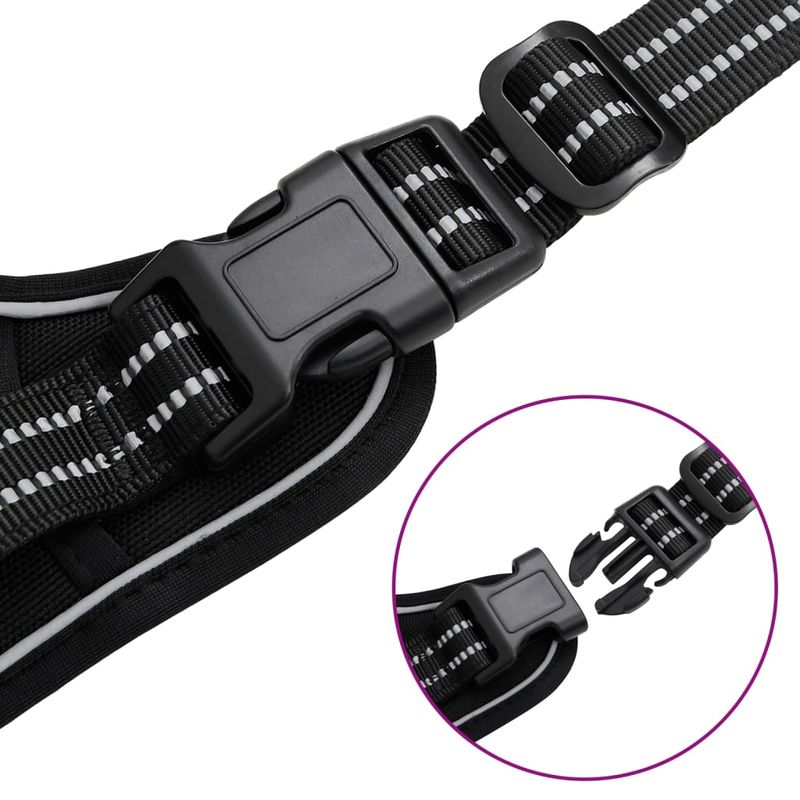 Petshop - Accesorii petshop - Zgarzi, lese si hamuri - Hamuri - Ham pentru caini cu dungi reflectorizante reglabil, negru, XL - Infinity.ro