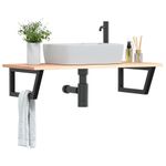 Casa si Gradina - Mobilier - Biblioteci si rafturi - Rafturi - Raft pentru lavoar montat pe perete, otel și lemn masiv stejar, maro și negru, mărime 100x50x2 cm, model trapez - Infinity.ro