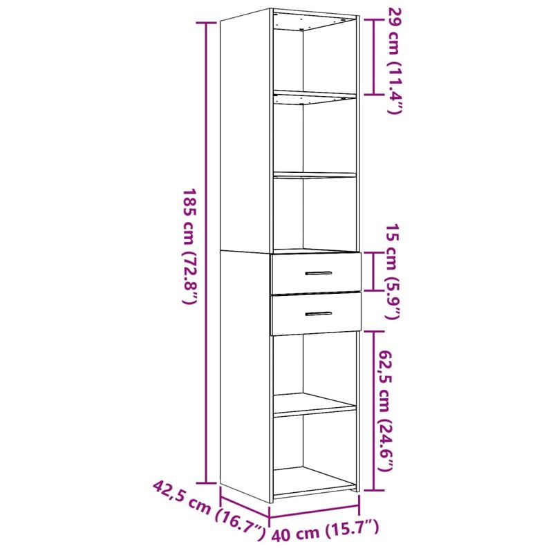 Casa si Gradina - Mobilier - Comode si corpuri - Corpuri bucatarie - Dulap inalt, alb, 40x42,5x185 cm, lemn prelucrat - Infinity.ro