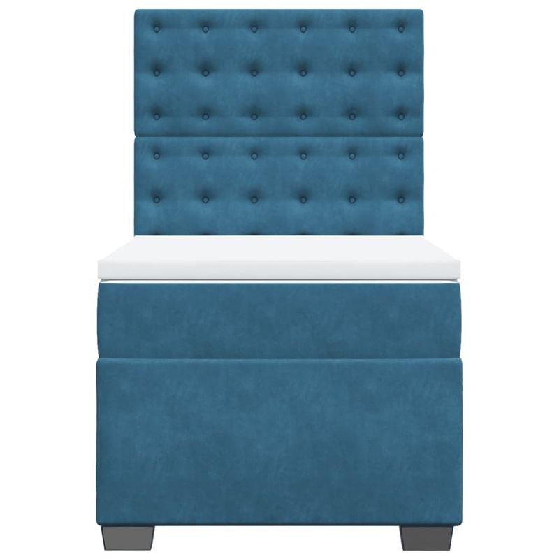 Casa si Gradina - Mobilier - Paturi si accesorii - Paturi - Pat box spring cu saltea, albastru, 90x200 cm, catifea - Infinity.ro