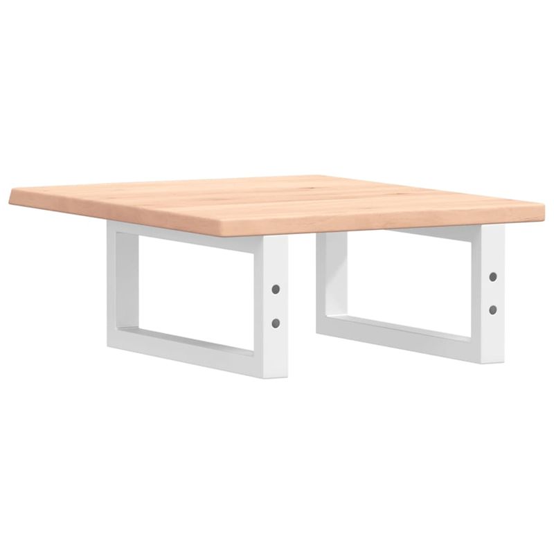 Casa si Gradina - Mobilier - Biblioteci si rafturi - Rafturi - Raft pentru lavoar montat pe perete, otel și lemn masiv stejar, maro și alb, mărime 40x50x2 cm, model dreptunghiular - Infinity.ro