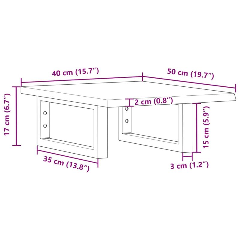 Casa si Gradina - Mobilier - Biblioteci si rafturi - Rafturi - Raft pentru lavoar montat pe perete, otel și lemn masiv stejar, maro și alb, mărime 40x50x2 cm, model dreptunghiular - Infinity.ro