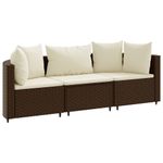Casa si Gradina - Gradina si terasa - Mobilier exterior - Seturi mobila gradina - Set canapele de gradina cu perne, 3 piese, maro, poliratan - Infinity.ro