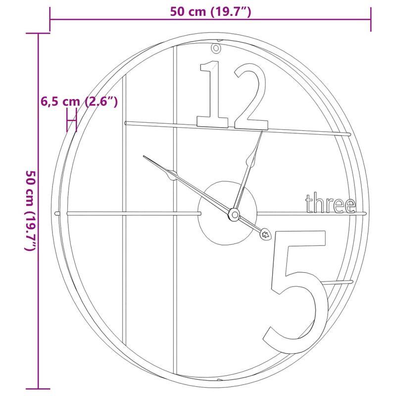 Casa si Gradina - Decoratiuni - Ceasuri - Ceas de perete, auriu, 50 cm, fier - Infinity.ro