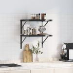 Casa si Gradina - Mobilier - Biblioteci si rafturi - Rafturi - Rafturi de perete, 2 buc., 50x40 cm, negru otel inoxidabil - Infinity.ro