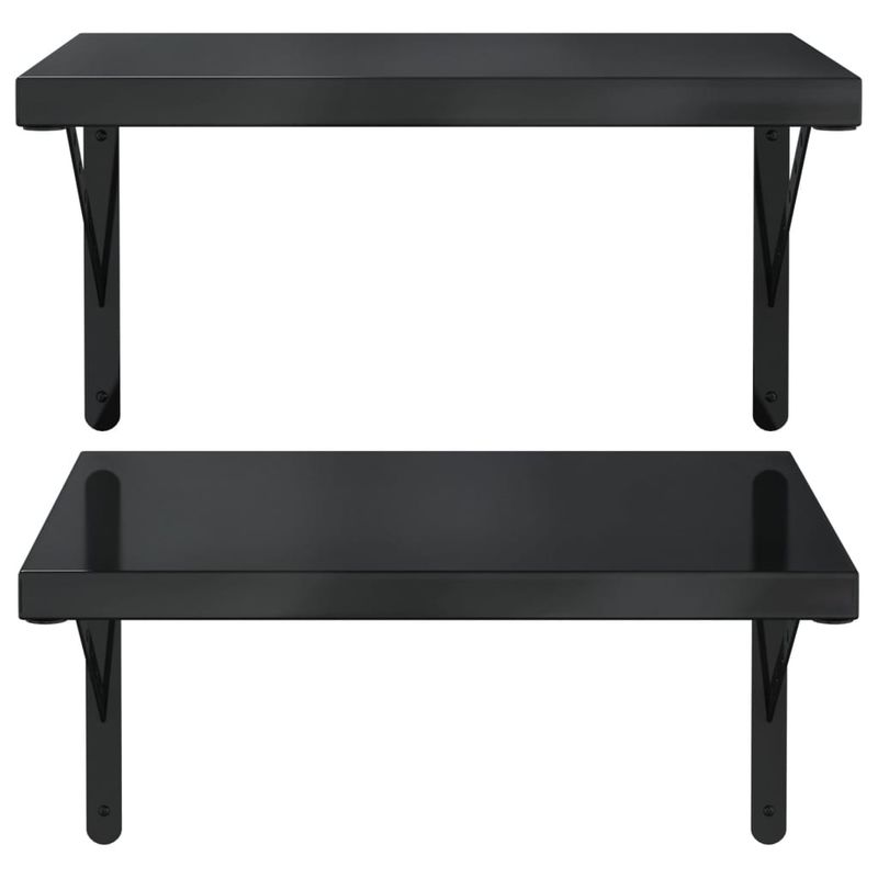 Casa si Gradina - Mobilier - Biblioteci si rafturi - Rafturi - Rafturi de perete, 2 buc., 50x40 cm, negru otel inoxidabil - Infinity.ro