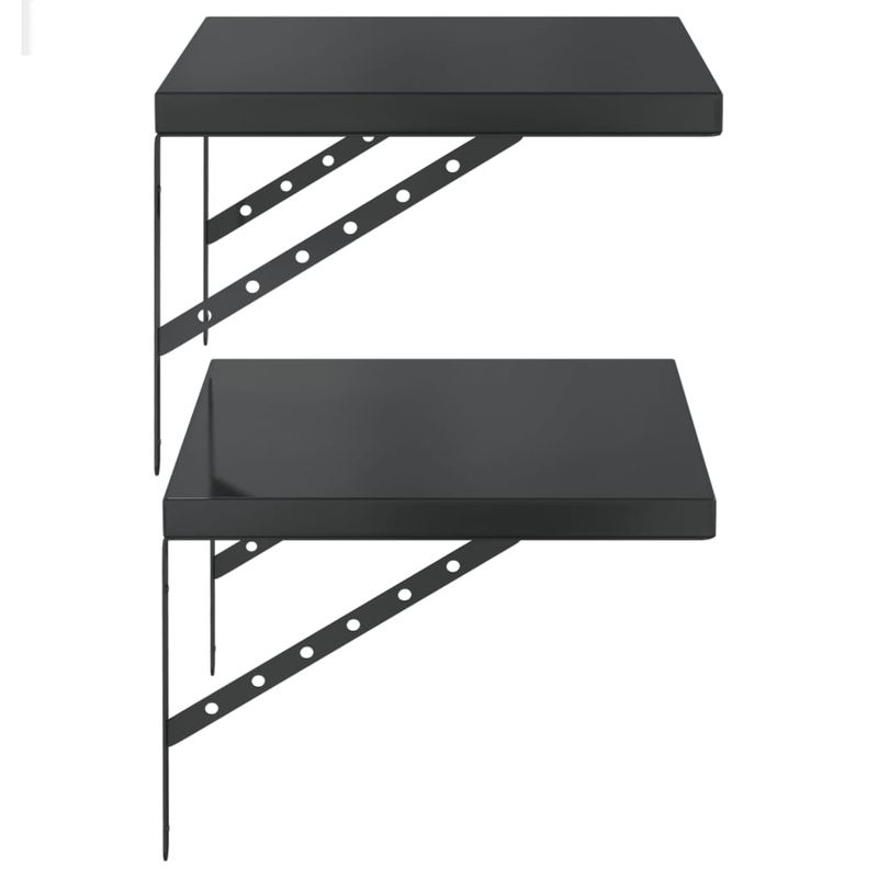 Casa si Gradina - Mobilier - Biblioteci si rafturi - Rafturi - Rafturi de perete, 2 buc., 50x40 cm, negru otel inoxidabil - Infinity.ro