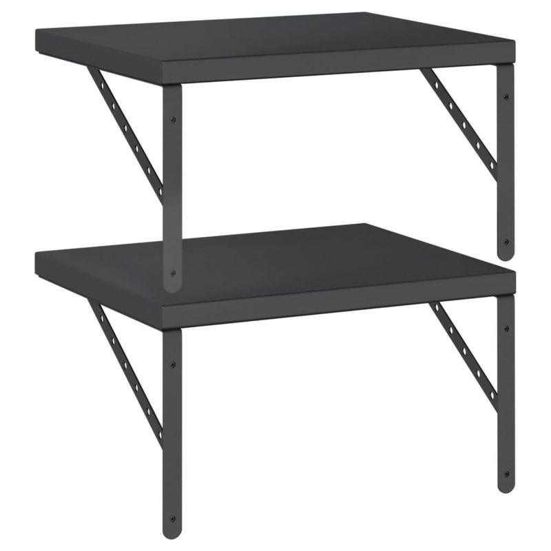 Casa si Gradina - Mobilier - Biblioteci si rafturi - Rafturi - Rafturi de perete, 2 buc., 50x40 cm, negru otel inoxidabil - Infinity.ro
