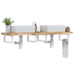 Casa si Gradina - Mobilier - Biblioteci si rafturi - Rafturi - Raft pentru lavoar montat pe perete, otel și lemn masiv acacia, maro și alb, mărime 140x40x4 cm, model dreptunghiular - Infinity.ro