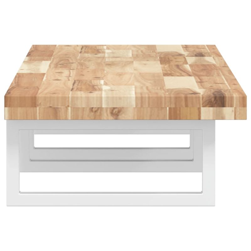 Casa si Gradina - Mobilier - Biblioteci si rafturi - Rafturi - Raft pentru lavoar montat pe perete, otel și lemn masiv acacia, maro și alb, mărime 140x40x4 cm, model dreptunghiular - Infinity.ro