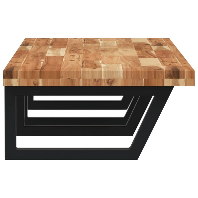 Casa si Gradina - Mobilier - Biblioteci si rafturi - Rafturi - Raft pentru lavoar montat pe perete, otel și lemn masiv acacia, maro închis și negru, mărime 120x50x4 cm, model trapez - Infinity.ro