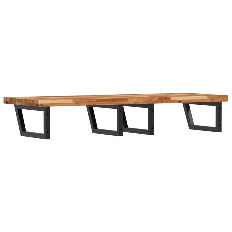 Casa si Gradina - Mobilier - Biblioteci si rafturi - Rafturi - Raft pentru lavoar montat pe perete, otel și lemn masiv acacia, maro închis și negru, mărime 120x50x4 cm, model trapez - Infinity.ro