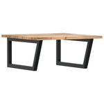 Casa si Gradina - Mobilier - Biblioteci si rafturi - Rafturi - Raft pentru lavoar montat pe perete, otel și lemn masiv acacia, maro și negru, mărime 60x60x2 cm, model trapez - Infinity.ro