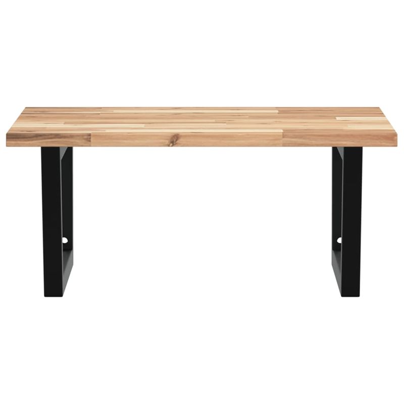 Casa si Gradina - Mobilier - Biblioteci si rafturi - Rafturi - Raft pentru lavoar montat pe perete, otel și lemn masiv acacia, maro și negru, mărime 60x60x2 cm, model trapez - Infinity.ro