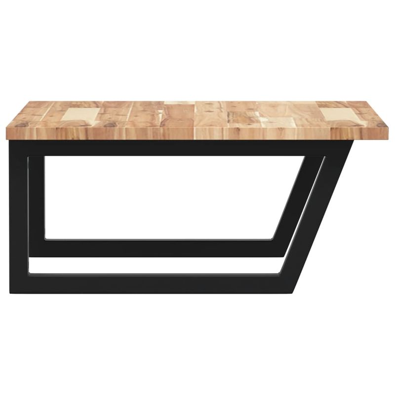 Casa si Gradina - Mobilier - Biblioteci si rafturi - Rafturi - Raft pentru lavoar montat pe perete, otel și lemn masiv acacia, maro și negru, mărime 60x60x2 cm, model trapez - Infinity.ro