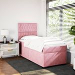 Casa si Gradina - Mobilier - Paturi si accesorii - Paturi - Pat box spring cu saltea, roz, 100x200 cm, catifea - Infinity.ro