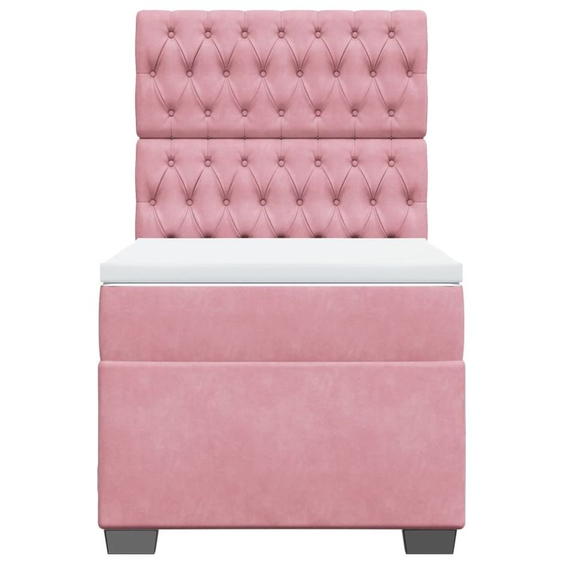 Casa si Gradina - Mobilier - Paturi si accesorii - Paturi - Pat box spring cu saltea, roz, 100x200 cm, catifea - Infinity.ro