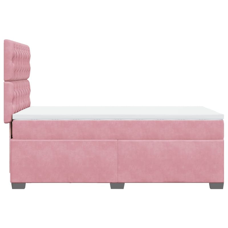 Casa si Gradina - Mobilier - Paturi si accesorii - Paturi - Pat box spring cu saltea, roz, 100x200 cm, catifea - Infinity.ro