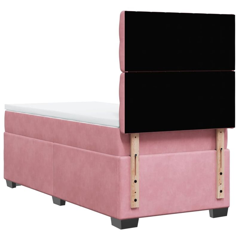 Casa si Gradina - Mobilier - Paturi si accesorii - Paturi - Pat box spring cu saltea, roz, 100x200 cm, catifea - Infinity.ro