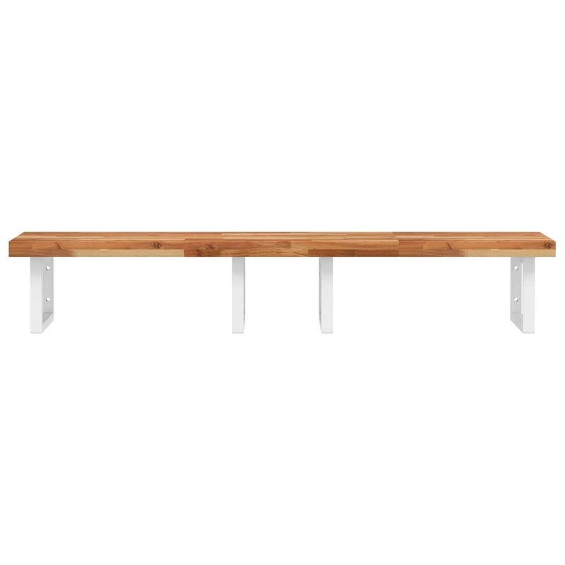 Casa si Gradina - Mobilier - Biblioteci si rafturi - Rafturi - Raft pentru lavoar montat pe perete, otel și lemn masiv acacia, maro închis și alb, mărime 160x50x4 cm, model dreptunghiular - Infinity.ro