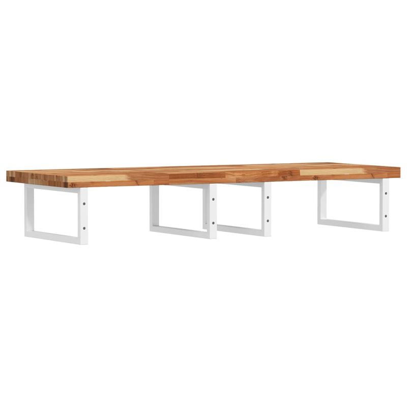 Casa si Gradina - Mobilier - Biblioteci si rafturi - Rafturi - Raft pentru lavoar montat pe perete, otel și lemn masiv acacia, maro închis și alb, mărime 160x50x4 cm, model dreptunghiular - Infinity.ro