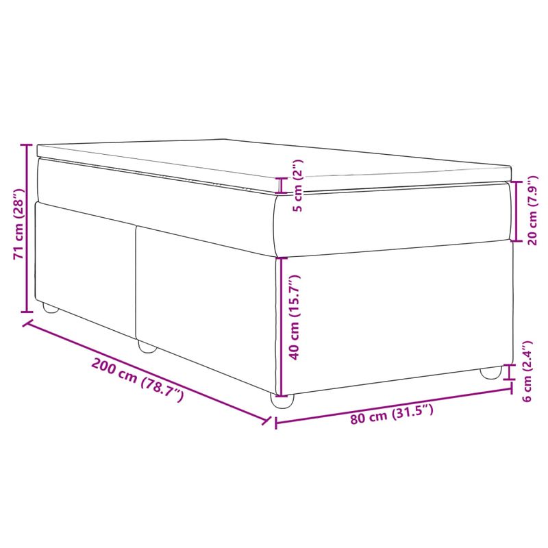 Casa si Gradina - Mobilier - Paturi si accesorii - Paturi - Pat box spring cu saltea, albastru, 80x200 cm, textil - Infinity.ro