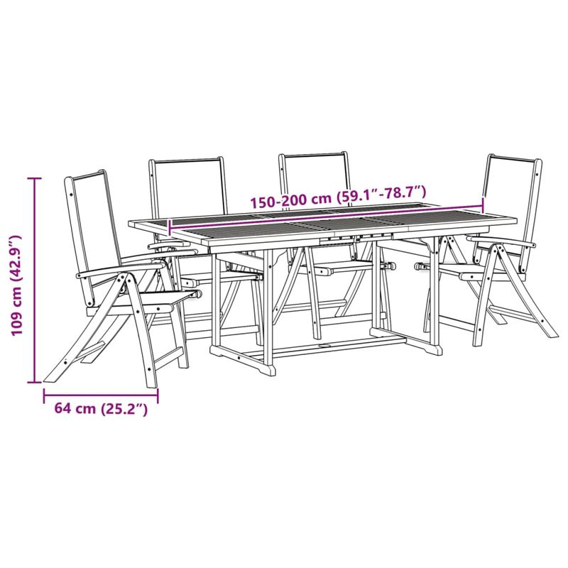 Casa si Gradina - Gradina si terasa - Mobilier exterior - Seturi mobila gradina - Set mobilier de gradina, 5 piese, lemn masiv acacia/textilena - Infinity.ro