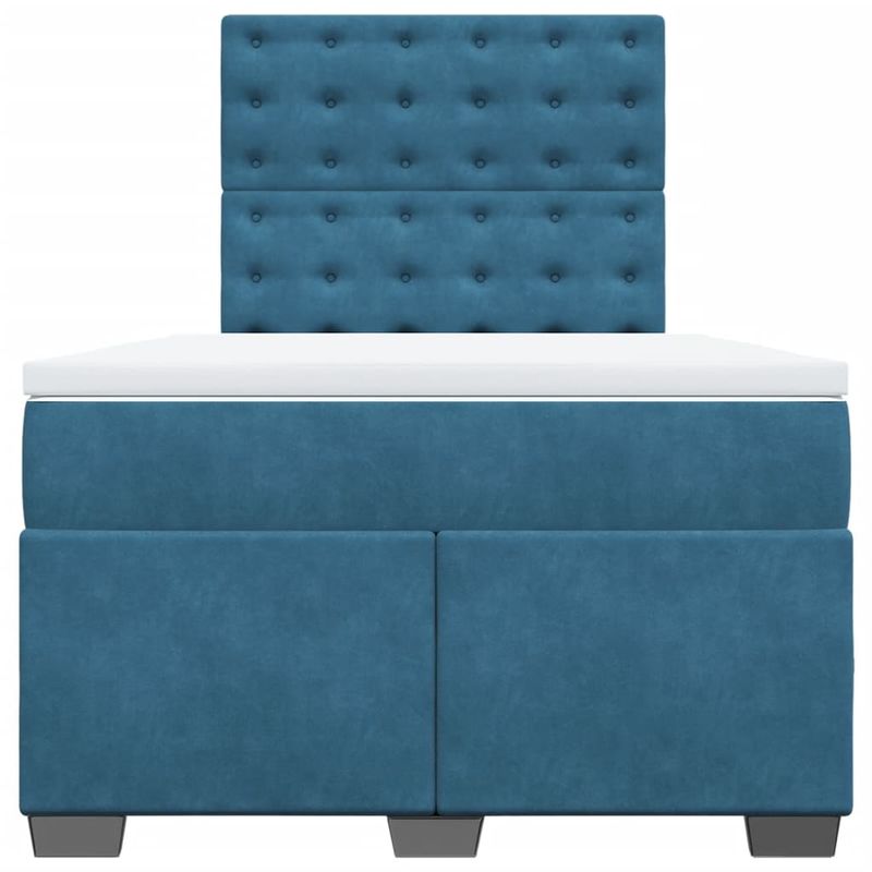 Casa si Gradina - Mobilier - Paturi si accesorii - Paturi - Pat box spring cu saltea, albastru, 120x190 cm, catifea - Infinity.ro