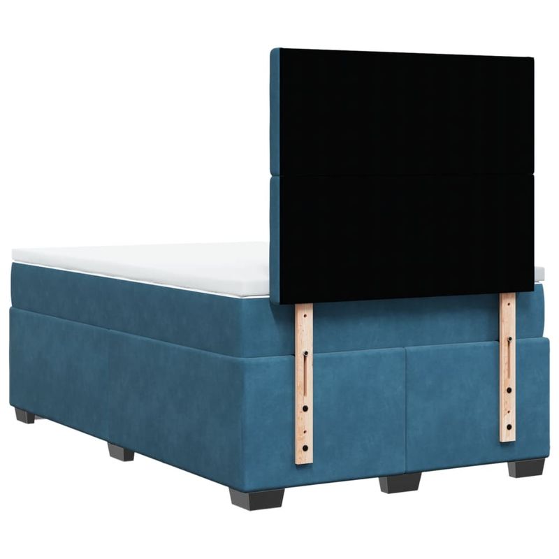 Casa si Gradina - Mobilier - Paturi si accesorii - Paturi - Pat box spring cu saltea, albastru, 120x190 cm, catifea - Infinity.ro