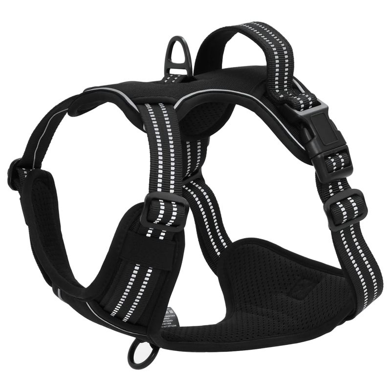 Petshop - Accesorii petshop - Zgarzi, lese si hamuri - Hamuri - Ham pentru caini cu plumb si guler, reglabil, negru, S - Infinity.ro
