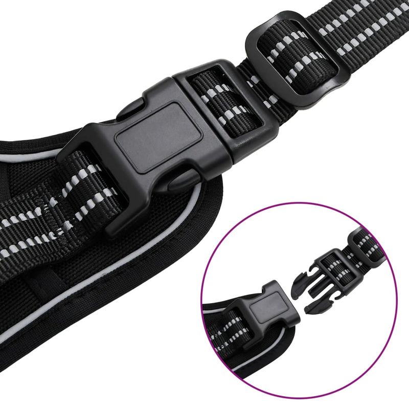 Petshop - Accesorii petshop - Zgarzi, lese si hamuri - Hamuri - Ham pentru caini cu plumb si guler, reglabil, negru, S - Infinity.ro