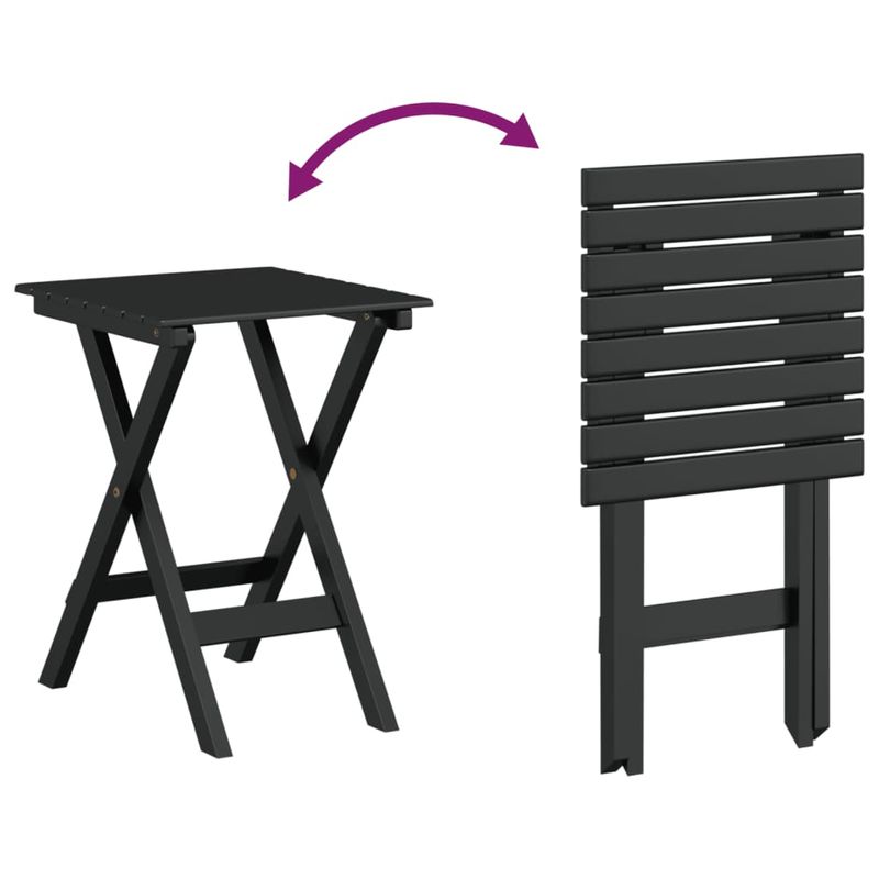 Casa si Gradina - Gradina si terasa - Balansoare si hamace - Balansoare - Scaune balansoare 2 buc. cu masa pliabila negru lemn masiv plop - Infinity.ro
