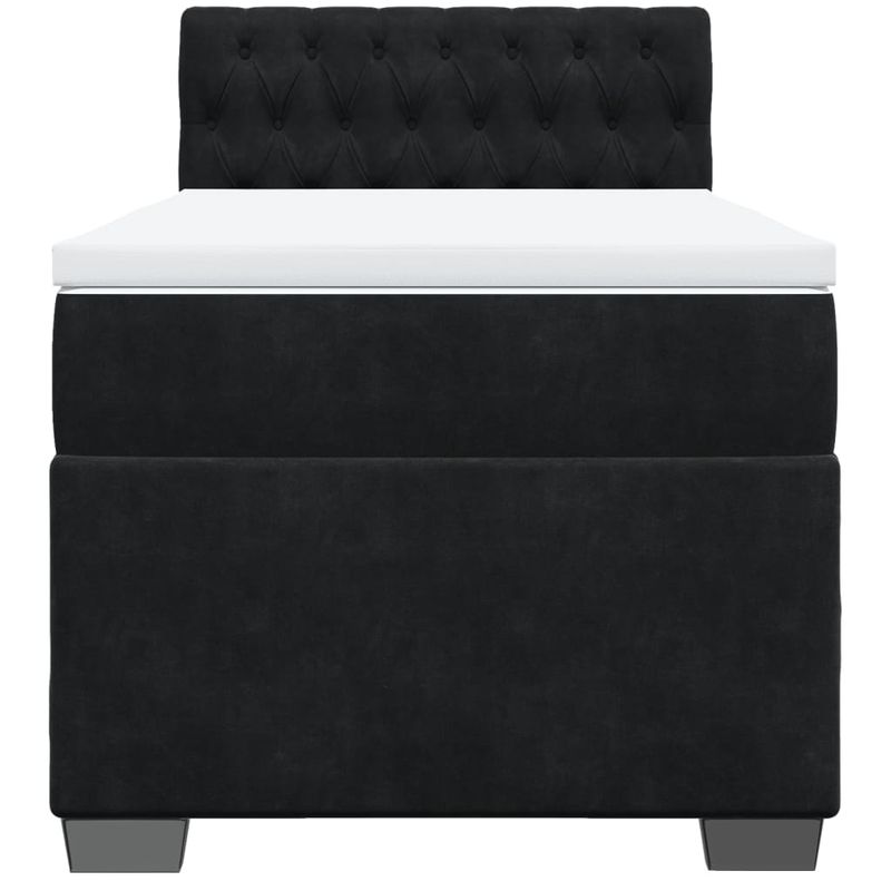 Casa si Gradina - Mobilier - Paturi si accesorii - Paturi - Pat cu arcuri cu saltea, negru, de o persoana, catifea, model design cu nasturi - Infinity.ro