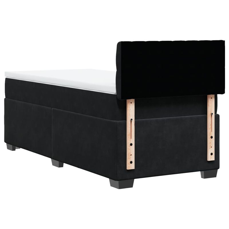 Casa si Gradina - Mobilier - Paturi si accesorii - Paturi - Pat cu arcuri cu saltea, negru, de o persoana, catifea, model design cu nasturi - Infinity.ro
