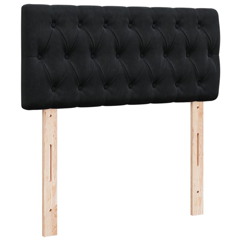 Casa si Gradina - Mobilier - Paturi si accesorii - Paturi - Pat cu arcuri cu saltea, negru, de o persoana, catifea, model design cu nasturi - Infinity.ro